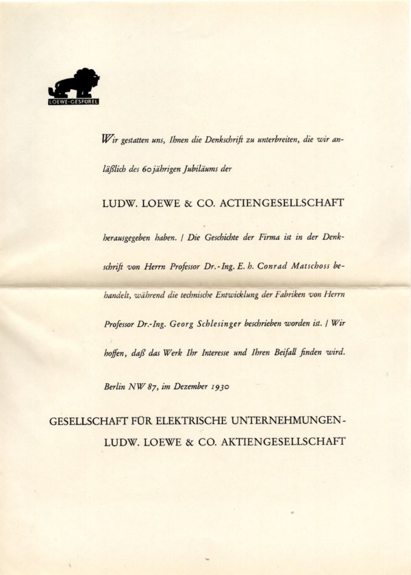inlegblad Ludw. Loewe Actiengesellschaft