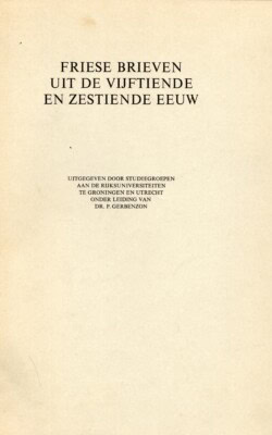 Friese brieven uit de vijftiende en zestiende eeuw